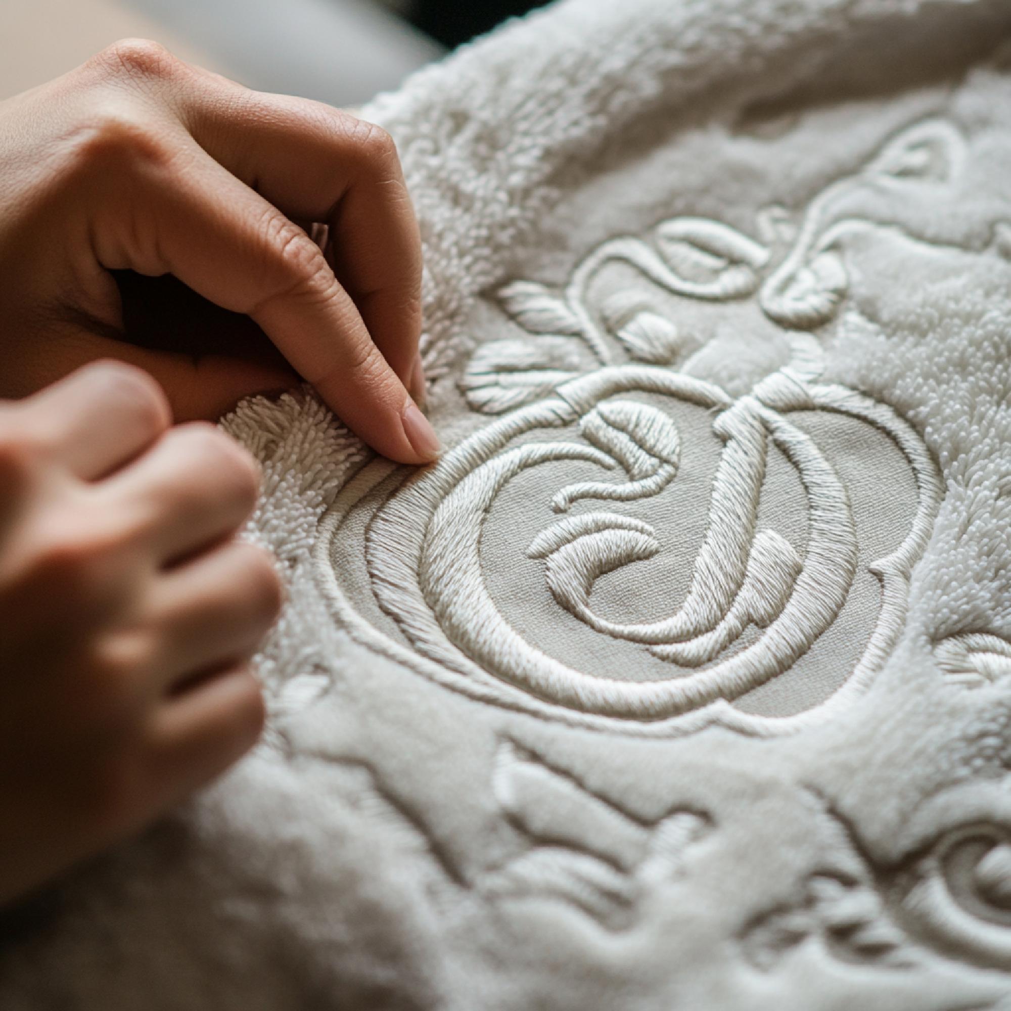 Monogram wyszyty na bawełnianej koszuli